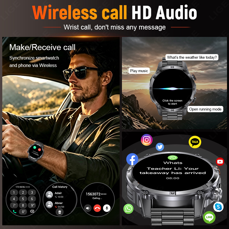 Rugged Outdoor Men's Smart Wat - Smartwatch Running Watches For Men recension och pris