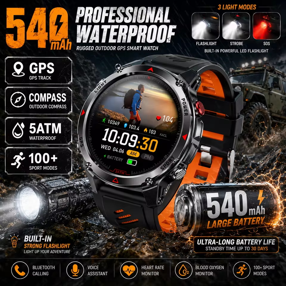 Military 540mAh GPS Smart Watc - Altimeter Compass Watch recension och pris